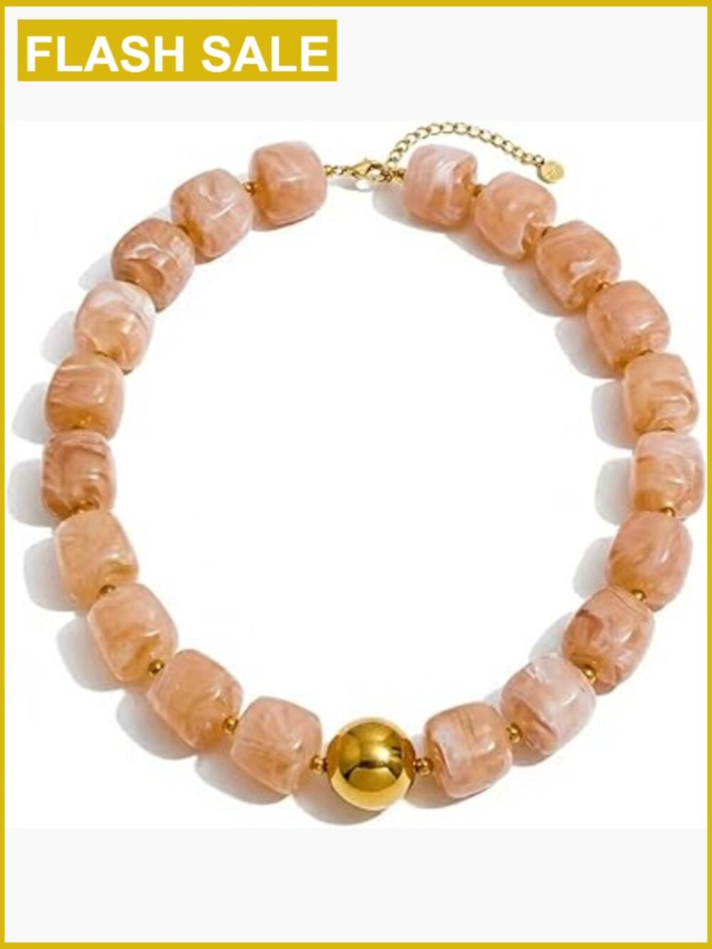 Boho Square Acrylic Beaded Choker Necklace Adjustable Lobster Clasp Stainless
